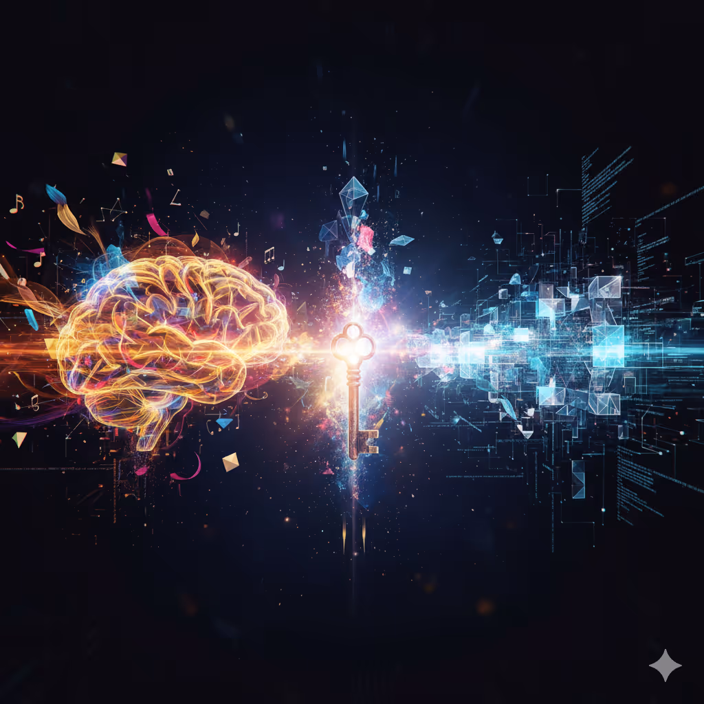 Abstract illustration of a brain and a key