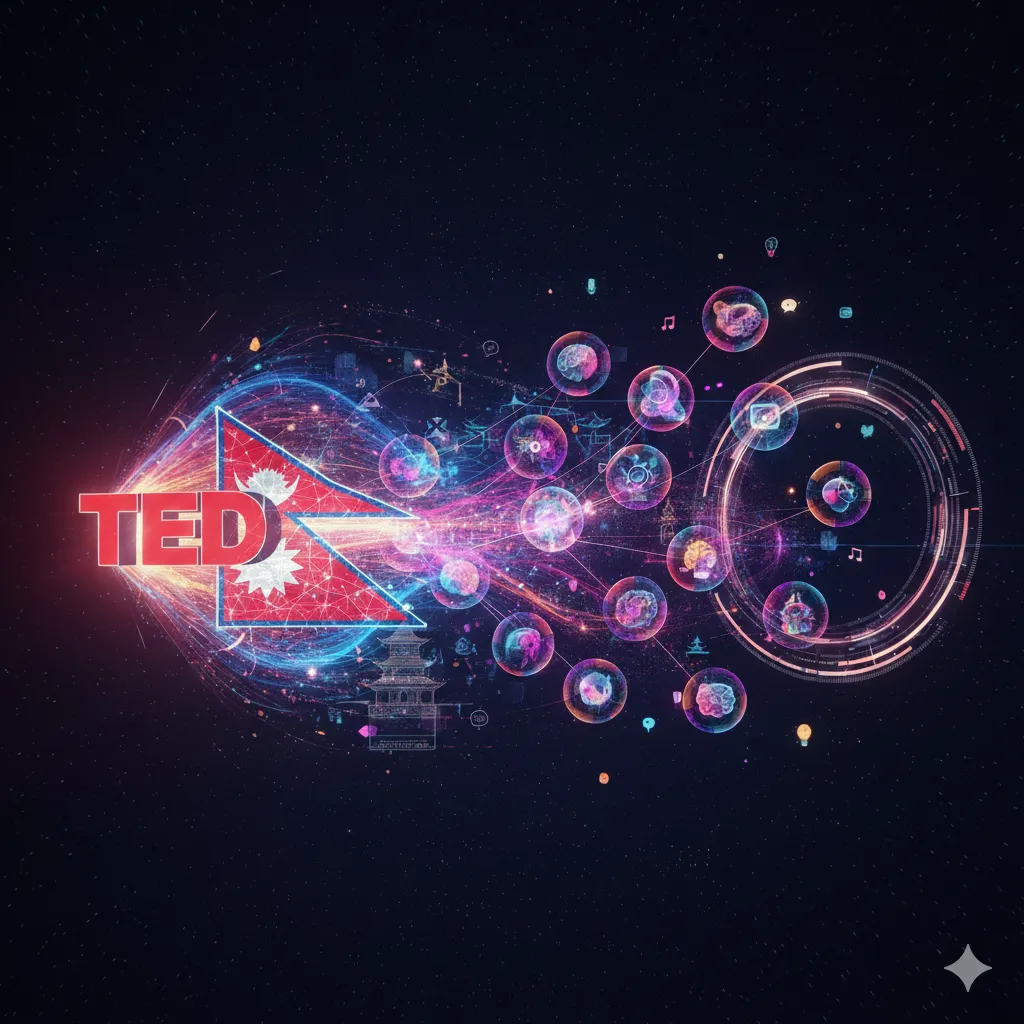 Collage of several Nepali TEDx speakers on stage