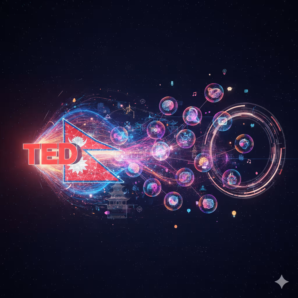 Collage of several Nepali TEDx speakers on stage